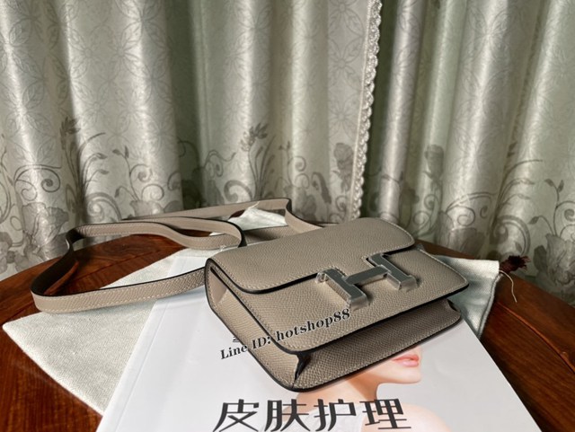 Hermes專櫃新款Constance女包 愛馬仕康康瀝青灰epsom皮迷你單肩斜挎包 ttd1231